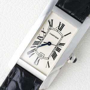 ○美品○ カルティエ タンクアメリカン LM WG 自動巻き ヴィンテージ 腕時計 Ref.1726 ギョーシェ デイト付き 
