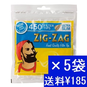 [最安保証]ZIG ZAGウルトラスリムフィルター5袋×450個入送料\185 zigzag ultra slim filter煙草ジグザグ手巻きタバコ