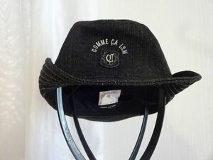 X COMME CA ISM X キッズ帽子　ジーンズ柄　サハリハット　男の子　サイズ５２cm　キャップ　帽子　コットン帽紐付
