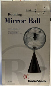 Vintage 8” Radio Shack Mirror Disco Ball Rotating Motorized New In Original Box 海外 即決