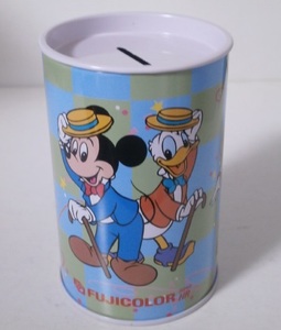 当時もの フジカラー スーパーHR ディスニー貯金箱 缶ケース ペン立て Vintage Walt Disney Company FUJICOLOR SUPER HR ノベルティ 非売品