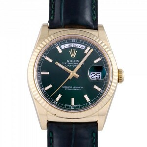 ロレックス ROLEX デイデイト 118138 グリーン文字盤 中古 腕時計 メンズ