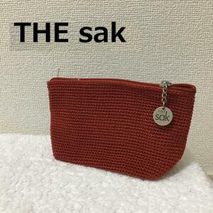 美品THE sak ザサク ハンドバッグ/ポーチ レッド赤編みメッシュ