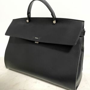 【美品】FLURA フルラ mercurio メルキュリオ ビジネスバッグ ブリーフケース ブラック 黒 本革 レザー メンズ トート 書類カバン PC A4