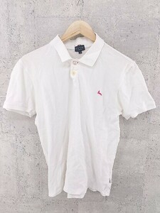 ◇ Paul Smith ポール スミス 鹿の子 ロゴ 刺繍 半袖 ポロシャツ L ホワイト メンズ