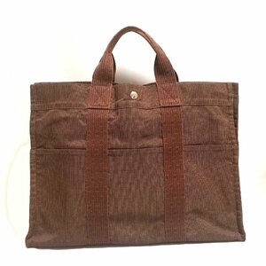 エルメス トートバッグ エールライン 後期型 ＭＭ トート キャンバス ブラウン茶色 メンズ レディース ＨＥＲＭＥＳ 【中古】