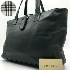 A4収納可能●バーバリー BURBERRY メンズ ビジネス ハンドバッグ トート ショルダー ノバチェック レザー ブラック 書類鞄 ブリーフケース