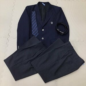 OT345-4 (中古) 茨城県 真壁高校 男子学生服 5点セット /指定品/MA/W73/ブレザー/ズボン/ネクタイ/ベルト/夏冬/高校/学生服/制服/卒業生品