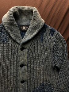 【傑作】新品 RRL REPAIRED INDIGO SHAWL COLLAR CARDIGAN ダブルアールエル リペア パッチワーク インディゴ 本藍染め カーディガン XS