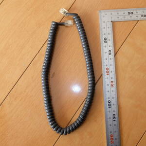 受話器のケーブル 電話機 カールコード 長さ60cm 幅7.5mm 4極 黒 グレー
