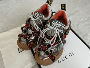 GUCCI フラッシュトレック ビジュー クリスタル スニーカー35ハーフ23cm レディース未使用美品　定価23万