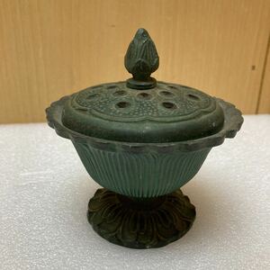 GXL9256 銅製 香炉 香合 香り物 蓋物 煎茶 茶道具 珍品　現状品　1023