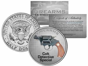 ★ コルト　COLT DETECTIVE SPECIAL Gun Firearm JFK Kennedy Half Dollar US Colorized Coin★希少★限定品★made in USA