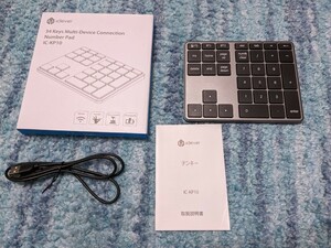 0602u2736　iClever テンキー Bluetooth ワイヤレス 数字 キーボード パンタグラフ式 Type-C充電 超薄型 金属構造 numlock連動 IC-KP10