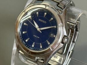 1円〜◆SEIKO セイコー WIRED ワイアード ALBA ソーラー V145-0AV0 ネイビー文字盤 メンズ腕時計 稼働品