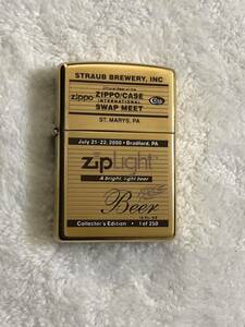 ZIPPO ジッポー ジッポ オイルライター インターナショナルスワップミート　2000個限定 限定品 ブラス　brass case 未使用品 ゴールド 金色