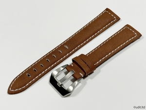 ラグ幅：18mm レザーベルト 腕時計ベルト アースカラー ブラウン系 ハンドメイド レザーバンド ヘキサゴン尾錠付き LB106 