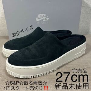 1円スタート売切り 新品未使用 NIKE AIR FORCE 1 LOVER ナイキ エアフォース 1 ラバー スリッポン サンダル ミュール ブラック 黒 27cm