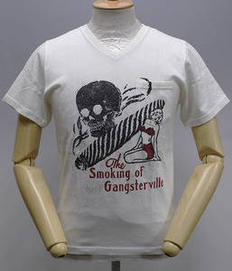 GANGSTERVILLE ギャングスタービル SMOKING DEAD - S/S TEE / Vネック ポケットTシャツ GSV-17-SS-42 新品未使用 ホワイト size S