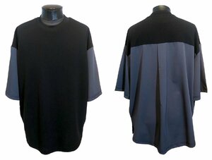 新品 Lサイズ 5分袖 切替Tシャツ 2847 09 黒×グレー ブラック GRAY オーバーサイズ ヒップホップ パンク ロック モード ヴィジュアル系