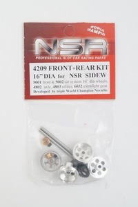 新品 NSR 1/32 FRONT+REAR KIT 16 DIA for NSR SIDEW サイドワインダー ギア アルミホイール 4209 スロットカー