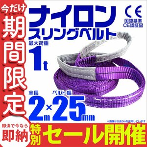 【数量限定セール】スリングベルト 2m 耐荷重1t 幅25mm 玉掛け 吊りベルト ナイロンスリング ロープ 運搬用 吊具 ラッシング クレーン