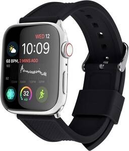 アップルウォッチ バンド ベルト Apple Watch バンド Series SE/SE2、8/7/6/5/4/3/2/1、ultra対応 シリコン製 ブラック