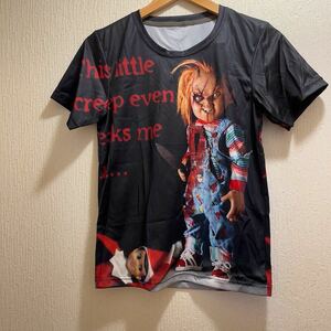 新品★ブラック★チャイルドプレイ★笑顔チャッキーTシャツ★ユニセックス★M