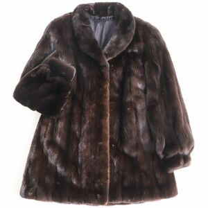 極美品●BLACKGLAMA ブラックグラマ MINK ミンク 本毛皮コート ダークブラウン F 毛質艶やか・柔らか◎