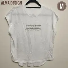 超美品☆ALMA DESIGN フレンチスリーブ 刺繍ロゴ Tシャツカットソー