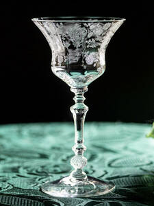 豪華 ケンブリッジグラス ローズポイント 薔薇 エッチング クリスタル カクテル リキュールグラス 酒 バーグラス アメリカ アンティーク