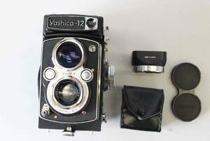 珍品★YASHICA ヤシカ -12 YASHINON 80mm F3.5二眼レフ フィルムカメラフード付き