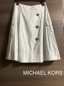 美品　マイケルコース　ロゴボタン　ポケットデザイン　グレー　綿　スカート　2