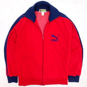80s vintage PUMA track jersey ビンテージ プーマ トラックジャージ Oサイズ 赤x紺