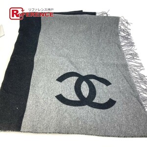 CHANEL シャネル CC ココマーク フリンジ 大判 毛布 インテリア 19B ブランケット ブラック レディース【中古】