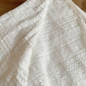 75×99 純白 高級 生地 ハンドメイド ファッション ドレス ホワイト 上品 結婚 材料 素材 手作りマスク アパレル レース 刺繍 ステッチ