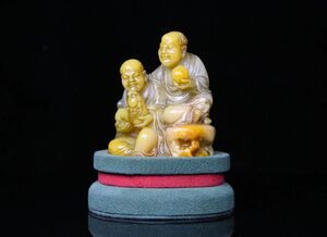 永し 清時代 楊玉セン銘 壽山石彫 羅漢佛像 置物擺件 古美術品 時代物 古董品 収集 旧家蔵出 中国唐物 【5444】