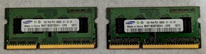  SAMSUNG サムスン　DDR3 ノートPC　メモリ 1GB 1Rx8 PC3-8500S-07-10-B1 1GB x2枚 2GB