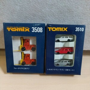 y032504t TOMIX トミックス 3510 トヨタクラウン・ワゴン(3台セット) 3508 フォークリフト(2台入) まとめ売り 