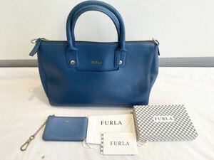 4K014 FURLA フルラ レザー レディース ハンドバッグ コインケース 2点セット ブルー系