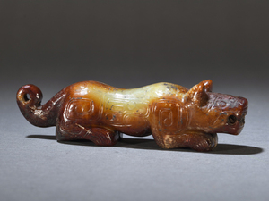  ▽鴻▽漢・和田玉・高古玉彫・瑞獣彫り件 時代物 中国古美術 骨董品