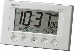 リズム(RHYTHM) 目覚まし時計 電波時計 温度計・湿度計付き 白色