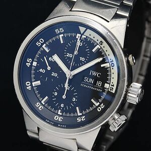 1円 稼動 インターナショナルウォッチ AT/自動巻き IWC デイデイト クロノグラフ 黒文字盤 メンズ腕時計 INB 0006820 3MGT