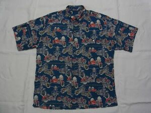 ☆ 80s90s USA製 ビンテージ HARLEY-DAVIDSON ハーレーダビッドソン 総柄 アロハシャツ sizeM Made in Hawaii ☆古着 オールド 70s