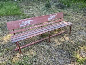 コカ・コーラ Coca-Cola ベンチ 木製×鉄脚 180cmの大きいベンチ