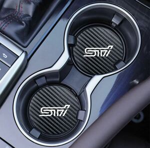 ★STI★スバル★カーボン調★ドリンクホルダーコースター★2枚★新品★