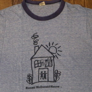 70s USA製 Ronald McDonald House リンガー Tシャツ M ブルー マクドナルド McDonald