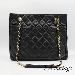 美品！CHANEL シャネル　ラムスキン　Wチェーン　ショルダーバッグ　ブラック