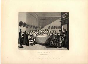 1871年 William Hogarth ホガース 鋼版画 S.バトラー 聖人委員会 HUDIBRAS The Committee
