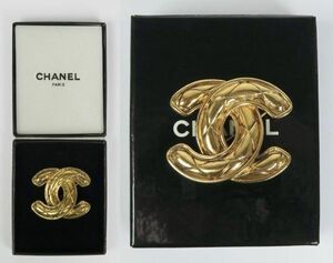 特大 VINTAGE ヴィンテージ CHANEL シャネル デカ マトラッセ ココマーク ブローチ b5569